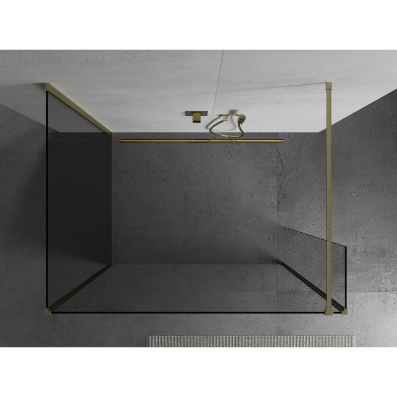 Mexen Kioto ścianka prysznicowa Walk-in 140 x 70 x 30 cm, transparent, złota szczotkowana - 800-140-070-221-55-00-030