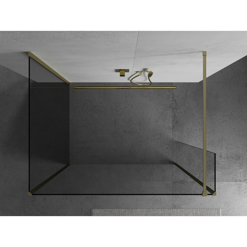 Mexen Kioto ścianka prysznicowa Walk-in 135 x 80 x 30 cm, transparent, złota szczotkowana - 800-135-080-221-55-00-030
