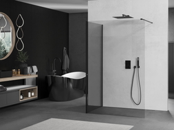 Mexen Kioto ścianka prysznicowa Walk-in 130 x 95 cm, transparent, czarna - 800-130-212-70-00-095