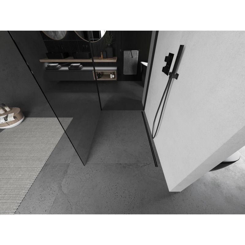 Mexen Kioto ścianka prysznicowa Walk-in 130 x 110 cm, transparent, czarna - 800-130-212-70-00-110