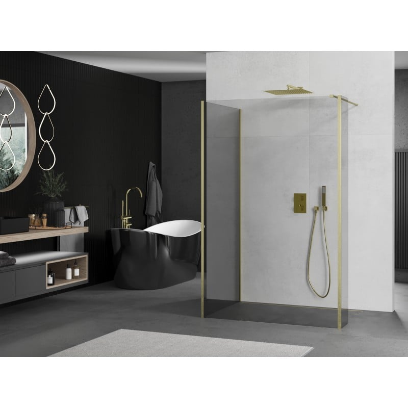Mexen Kioto ścianka prysznicowa Walk-in 100 x 95 x 40 cm, transparent, złota szczotkowana - 800-100-095-221-55-00-040