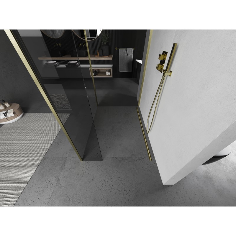 Mexen Kioto ścianka prysznicowa Walk-in 100 x 95 x 40 cm, transparent, złota szczotkowana - 800-100-095-221-55-00-040