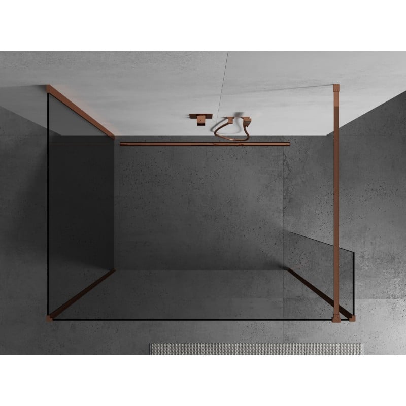 Mexen Kioto ścianka prysznicowa Walk-in 90 x 85 x 30 cm, transparent, różowe złoto - 800-090-085-221-60-00-030