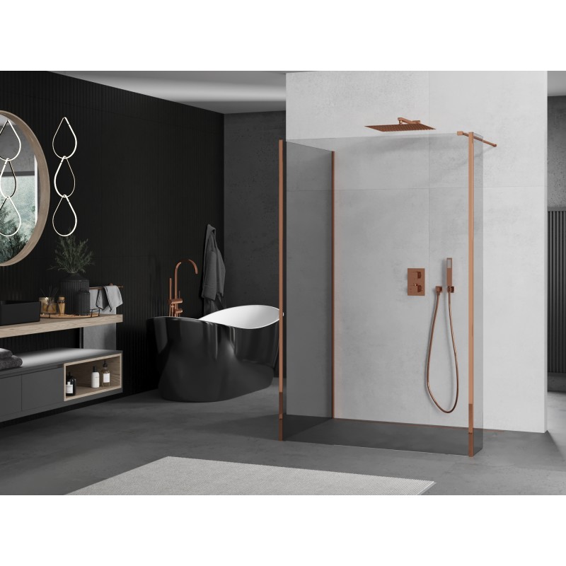 Mexen Kioto ścianka prysznicowa Walk-in 100 x 70 x 40 cm, transparent, różowe złoto - 800-100-070-221-60-00-040