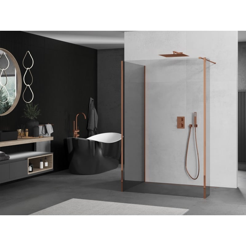 Mexen Kioto ścianka prysznicowa Walk-in 120 x 85 x 40 cm, transparent, różowe złoto - 800-120-085-221-60-00-040