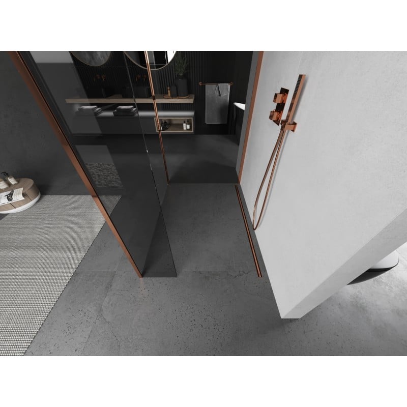 Mexen Kioto ścianka prysznicowa Walk-in 120 x 85 x 40 cm, transparent, różowe złoto - 800-120-085-221-60-00-040