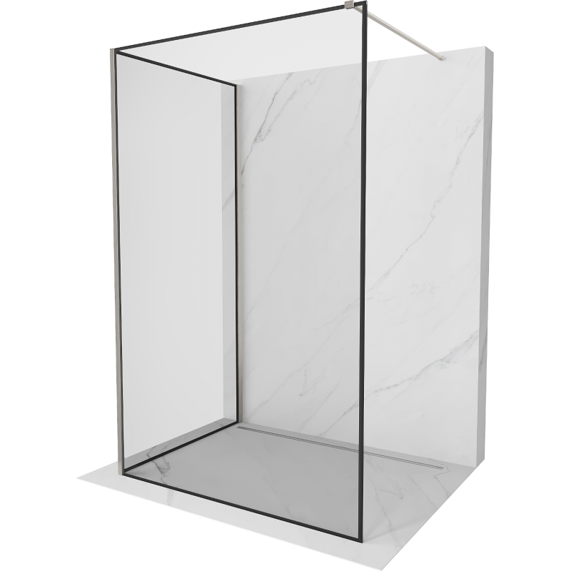 Mexen Kioto ścianka prysznicowa Walk-in 140 x 70 cm, czarna ramka, nikiel szczotkowany - 800-140-212-97-70-070