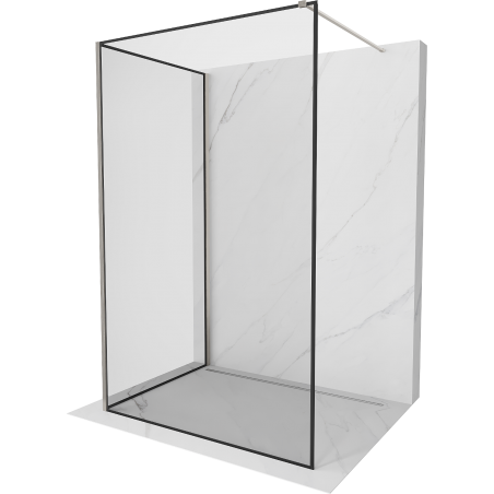Mexen Kioto ścianka prysznicowa Walk-in 140 x 90 cm, czarna ramka, nikiel szczotkowany - 800-140-212-97-70-090