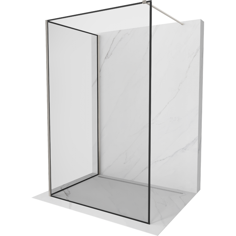 Mexen Kioto ścianka prysznicowa Walk-in 130 x 90 cm, czarna ramka, nikiel szczotkowany - 800-130-212-97-70-090