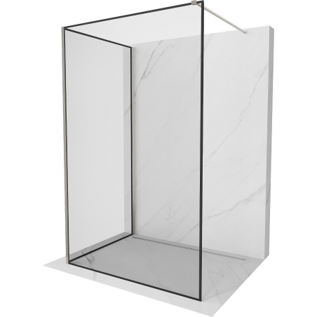 Mexen Kioto ścianka prysznicowa Walk-in 120 x 100 cm, czarna ramka, nikiel szczotkowany - 800-120-212-97-70-100