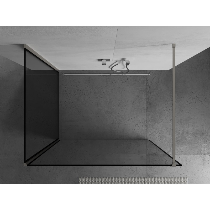 Mexen Kioto ścianka prysznicowa Walk-in 120 x 100 cm, czarna ramka, nikiel szczotkowany - 800-120-212-97-70-100
