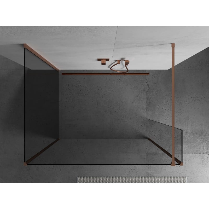 Mexen Kioto ścianka prysznicowa Walk-in 130 x 85 x 30 cm, transparent, miedź szczotkowana - 800-130-085-221-65-00-030