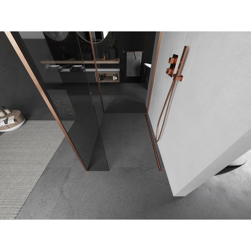 Mexen Kioto ścianka prysznicowa Walk-in 125 x 120 x 40 cm, transparent, miedź szczotkowana - 800-125-120-221-65-00-040