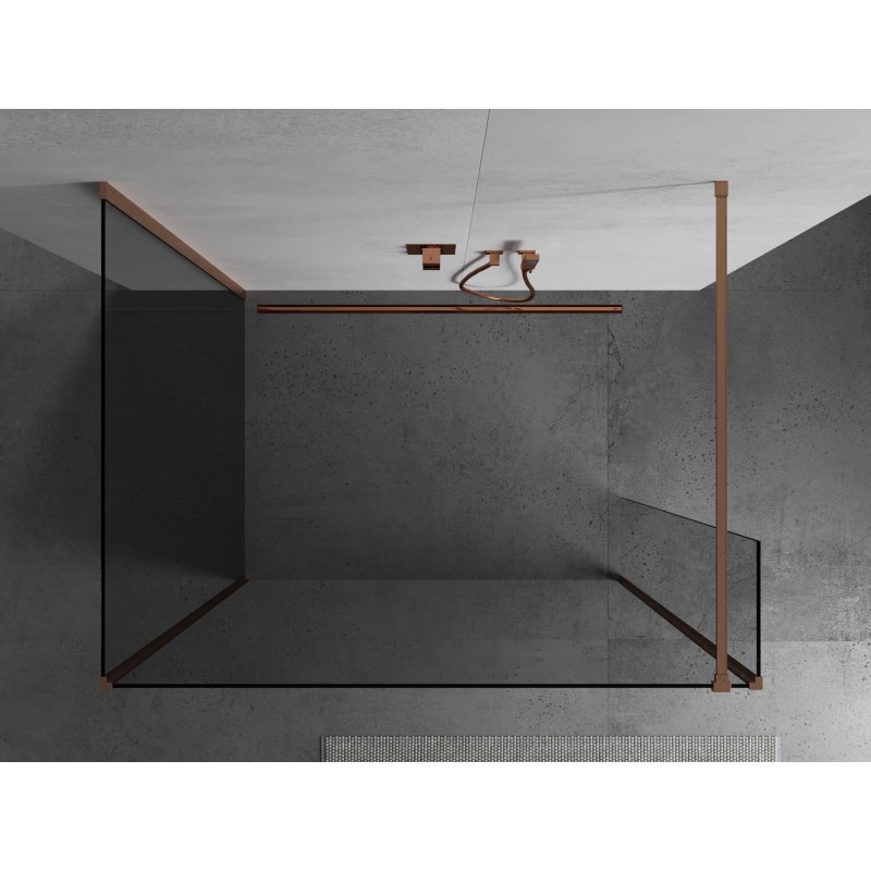 Mexen Kioto ścianka prysznicowa Walk-in 125 x 120 x 40 cm, transparent, miedź szczotkowana - 800-125-120-221-65-00-040