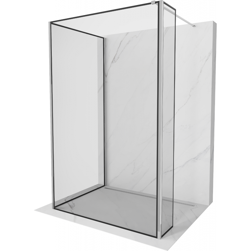 Mexen Kioto ścianka prysznicowa Walk-in 140 x 100 x 30 cm, czarna ramka, chrom - 800-140-100-221-01-70-030