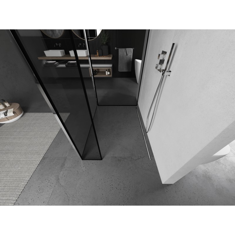 Mexen Kioto ścianka prysznicowa Walk-in 140 x 100 x 30 cm, czarna ramka, chrom - 800-140-100-221-01-70-030