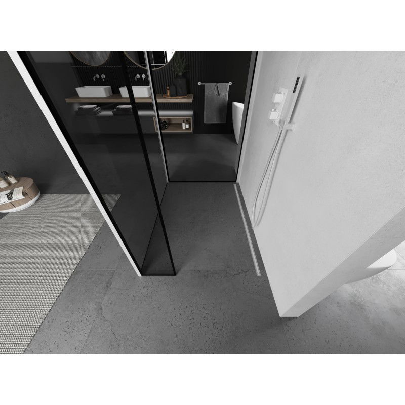 Mexen Kioto ścianka prysznicowa Walk-in 120 x 70 x 40 cm, czarna ramka, biała - 800-120-070-221-20-70-040