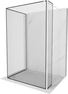 Mexen Kioto ścianka prysznicowa Walk-in 140 x 90 x 40 cm, czarna ramka, biała - 800-140-090-221-20-70-040