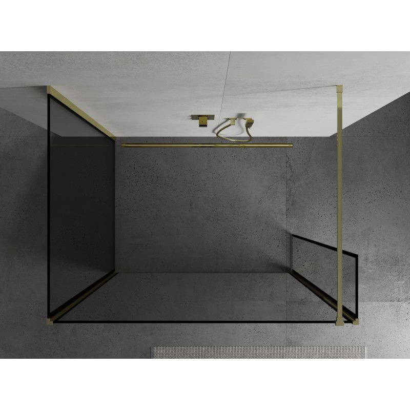 Mexen Kioto ścianka prysznicowa Walk-in 120 x 90 x 30 cm,  czarna ramka, złota - 800-120-090-221-50-70-030
