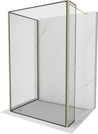 Mexen Kioto ścianka prysznicowa Walk-in 100 x 100 x 40 cm, czarna ramka, złota - 800-100-100-221-50-70-040