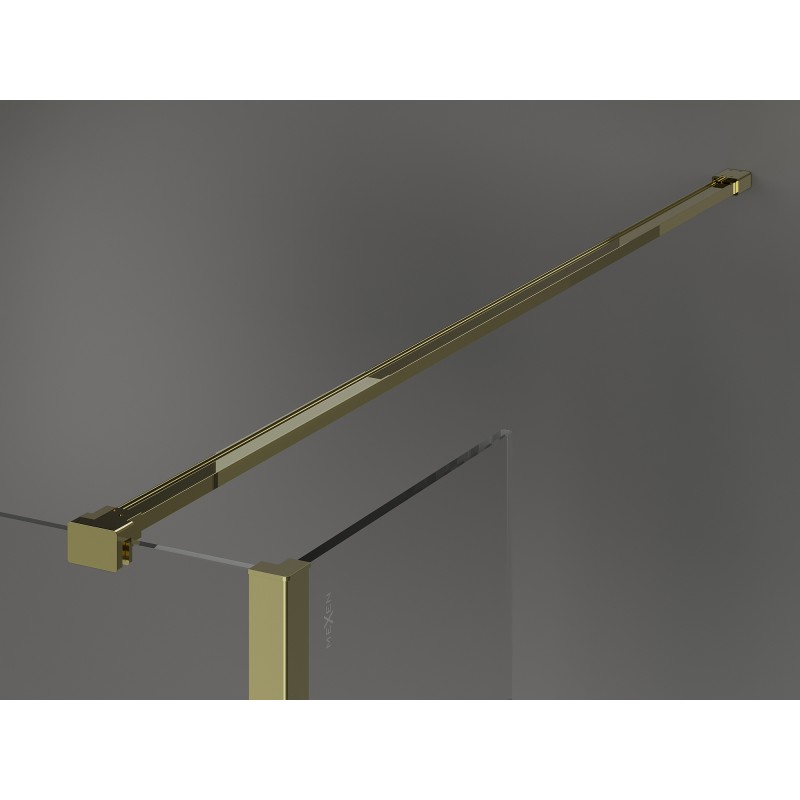 Mexen Kioto ścianka prysznicowa Walk-in 140 x 90 x 40 cm, czarna ramka, złota - 800-140-090-221-50-70-040