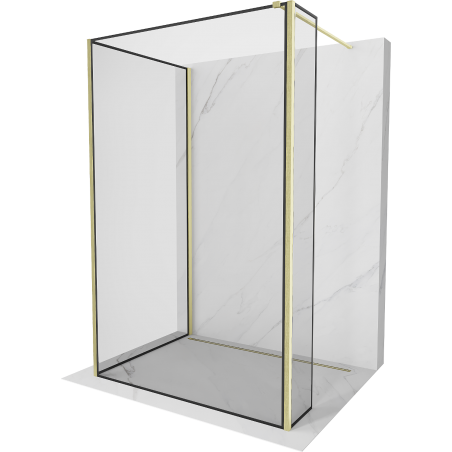 Mexen Kioto ścianka prysznicowa Walk-in 140 x 70 x 40 cm, czarna ramka, złota szczotkowana - 800-140-070-221-55-70-040