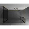 Mexen Kioto ścianka prysznicowa Walk-in 140 x 70 x 40 cm, czarna ramka, złota szczotkowana - 800-140-070-221-55-70-040