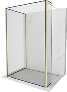 Mexen Kioto ścianka prysznicowa Walk-in 110 x 110 x 40 cm, czarna ramka, złota szczotkowana - 800-110-110-221-55-70-040