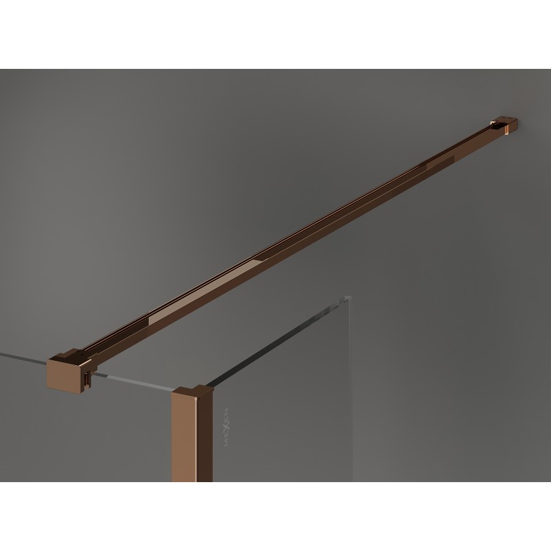 Mexen Kioto ścianka prysznicowa Walk-in 130 x 100 x 30 cm, czarna ramka, różowe złoto - 800-130-100-221-60-70-030