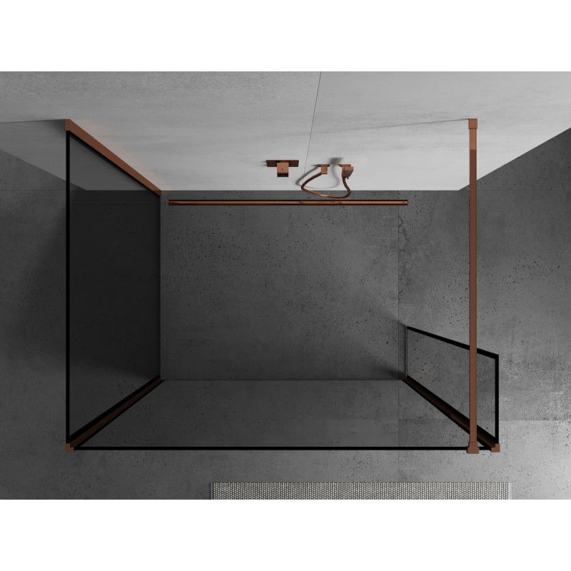 Mexen Kioto ścianka prysznicowa Walk-in 100 x 90 x 40 cm, czarna ramka, różowe złoto - 800-100-090-221-60-70-040