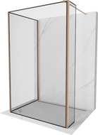 Mexen Kioto ścianka prysznicowa Walk-in 90 x 80 x 40 cm, czarna ramka, miedź szczotkowana - 800-090-080-221-65-70-040