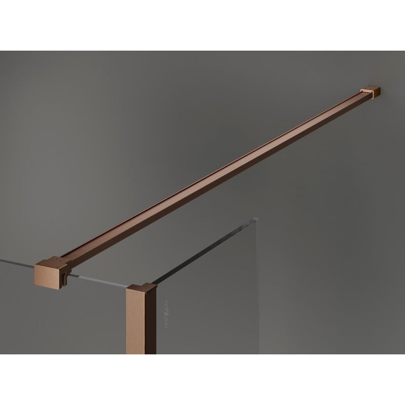 Mexen Kioto ścianka prysznicowa Walk-in 130 x 80 x 40 cm, czarna ramka, miedź szczotkowana - 800-130-080-221-65-70-040