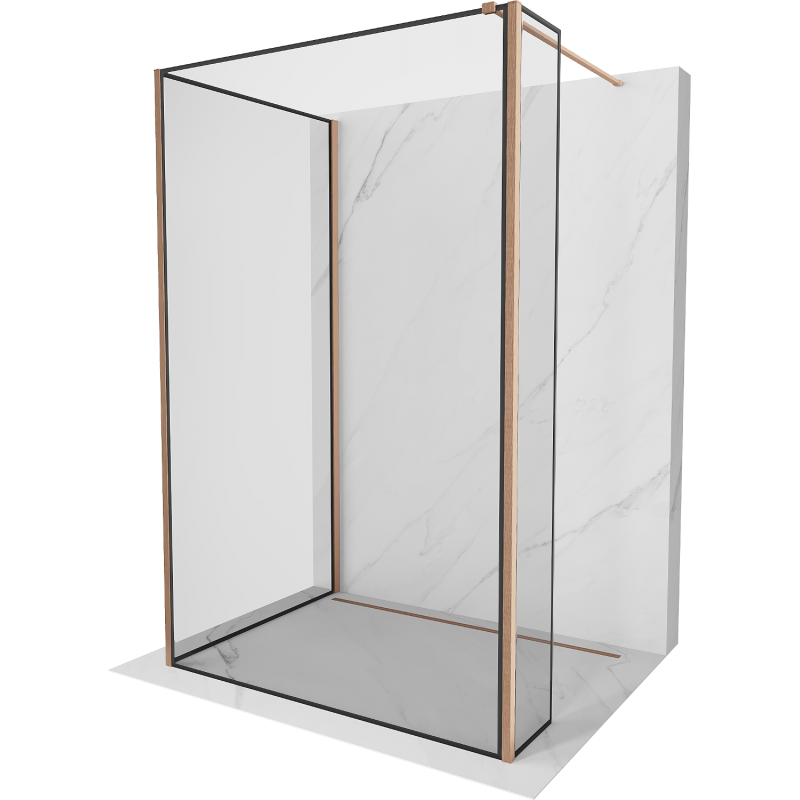 Mexen Kioto ścianka prysznicowa Walk-in 130 x 100 x 40 cm, czarna ramka, miedź szczotkowana - 800-130-100-221-65-70-040