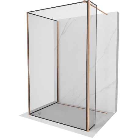 Mexen Kioto ścianka prysznicowa Walk-in 130 x 100 x 40 cm, czarna ramka, miedź szczotkowana - 800-130-100-221-65-70-040