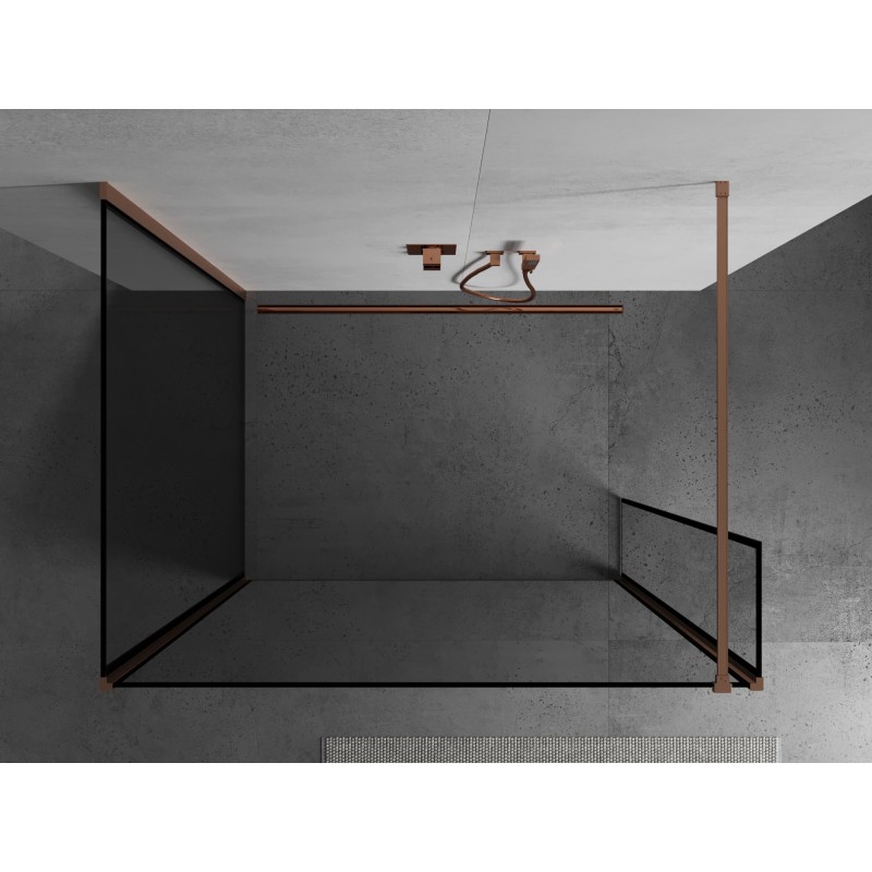Mexen Kioto ścianka prysznicowa Walk-in 130 x 100 x 40 cm, czarna ramka, miedź szczotkowana - 800-130-100-221-65-70-040