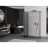 Mexen Kioto ścianka prysznicowa Walk-in 130 x 100 x 40 cm, czarna ramka, miedź szczotkowana - 800-130-100-221-65-70-040