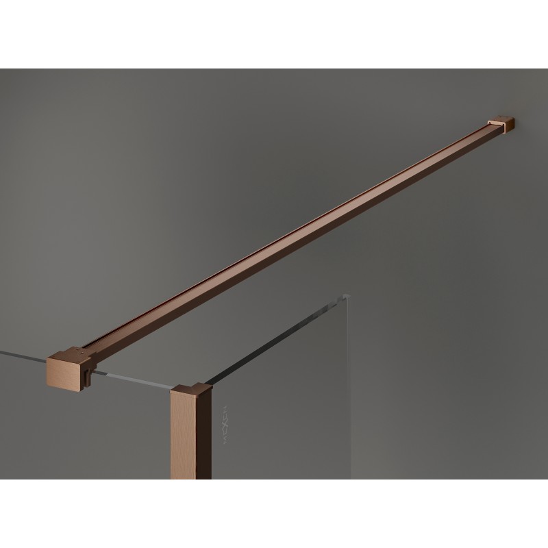 Mexen Kioto ścianka prysznicowa Walk-in 100 x 100 x 40 cm, czarna ramka, miedź szczotkowana - 800-100-100-221-65-70-040