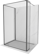 Mexen Kioto ścianka prysznicowa Walk-in 120 x 110 x 30 cm, czarna ramka, gun gray szczotkowany - 800-120-110-221-66-70-030