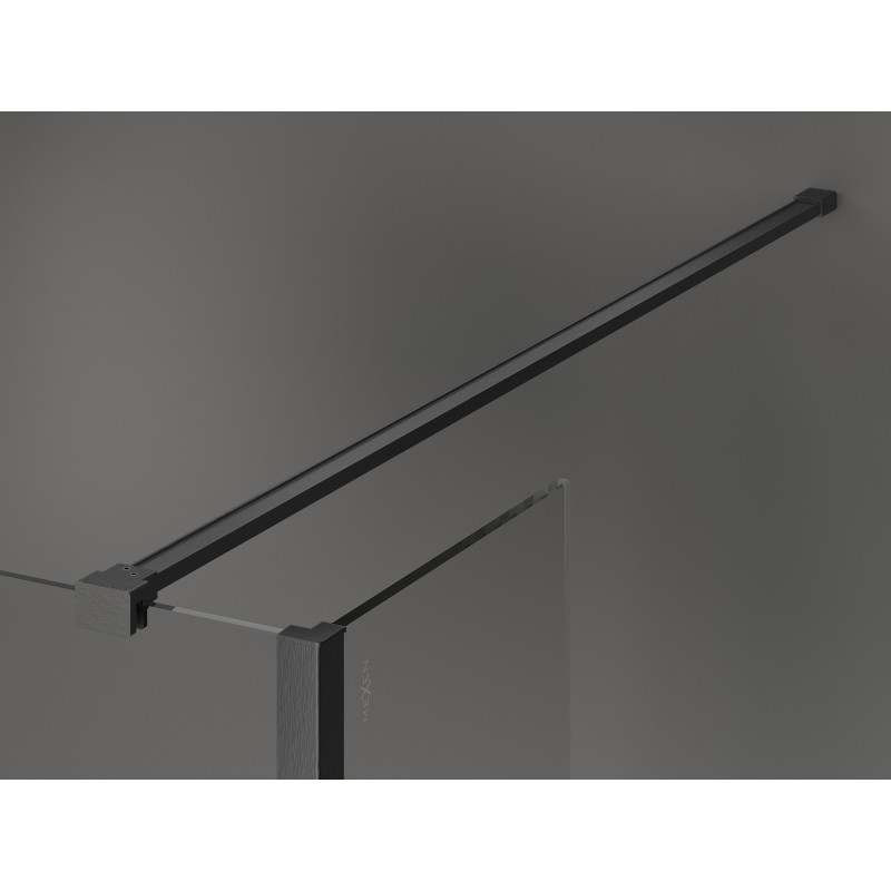 Mexen Kioto ścianka prysznicowa Walk-in 120 x 120 x 40 cm, czarna ramka, gun gray szczotkowany - 800-120-120-221-66-70-040