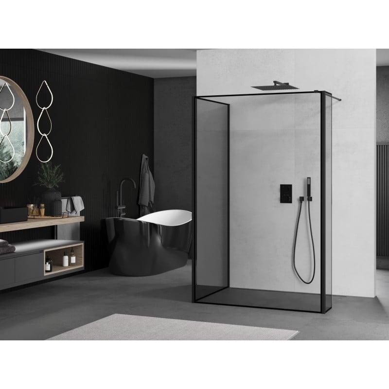 Mexen Kioto ścianka prysznicowa Walk-in 120 x 100 x 40 cm, czarna ramka, czarna - 800-120-100-221-70-70-040