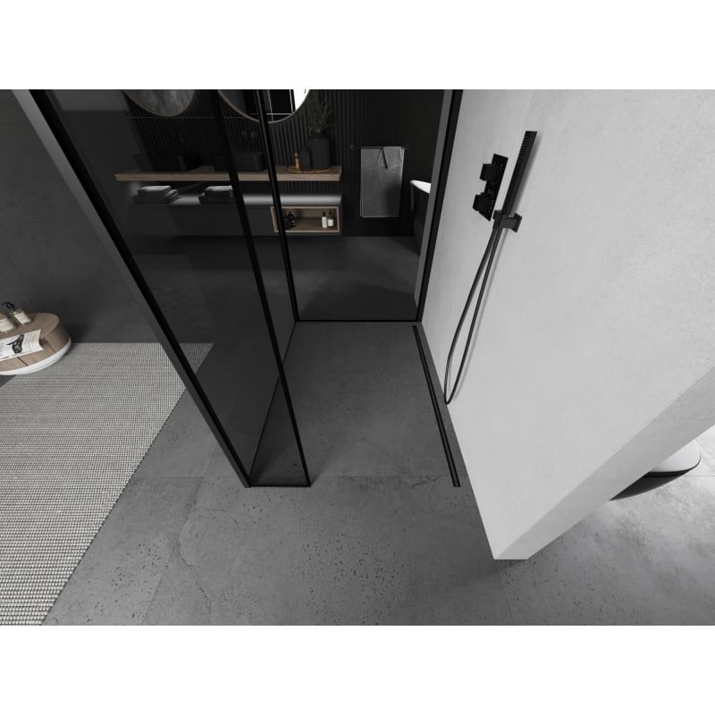 Mexen Kioto ścianka prysznicowa Walk-in 120 x 100 x 40 cm, czarna ramka, czarna - 800-120-100-221-70-70-040