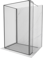 Mexen Kioto ścianka prysznicowa Walk-in 110 x 100 x 40 cm, czarna ramka, gun metal - 800-110-100-221-95-70-040