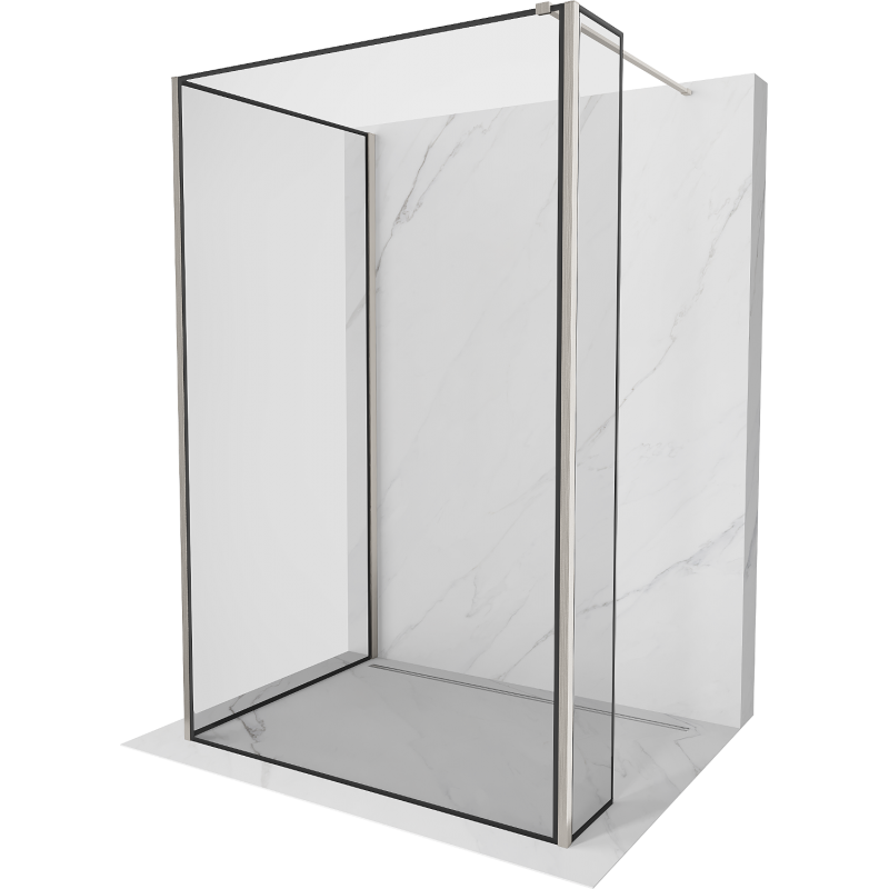 Mexen Kioto ścianka prysznicowa Walk-in 100 x 70 x 40 cm, czarna ramka, nikiel szczotkowany - 800-100-070-221-97-70-040