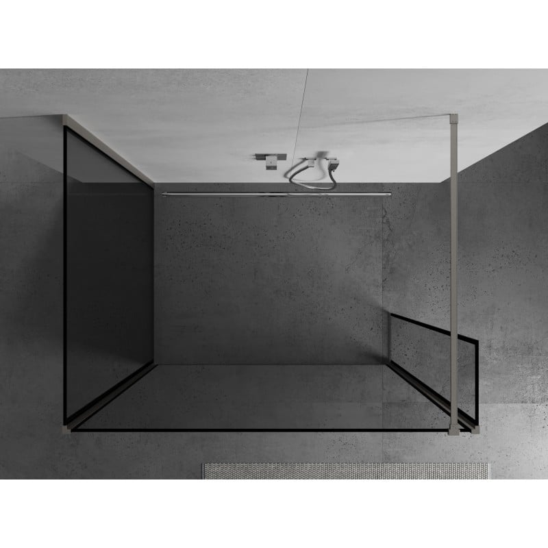Mexen Kioto ścianka prysznicowa Walk-in 100 x 70 x 40 cm, czarna ramka, nikiel szczotkowany - 800-100-070-221-97-70-040