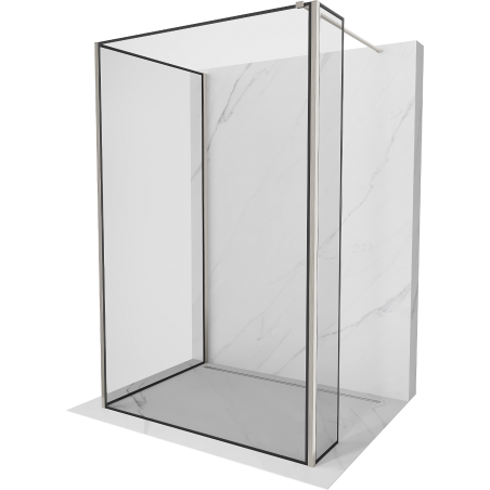 Mexen Kioto ścianka prysznicowa Walk-in 100 x 80 x 40 cm, czarna ramka, nikiel szczotkowany - 800-100-080-221-97-70-040