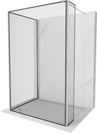 Mexen Kioto ścianka prysznicowa Walk-in 110 x 90 x 40 cm, czarna ramka, nikiel szczotkowany - 800-110-090-221-97-70-040