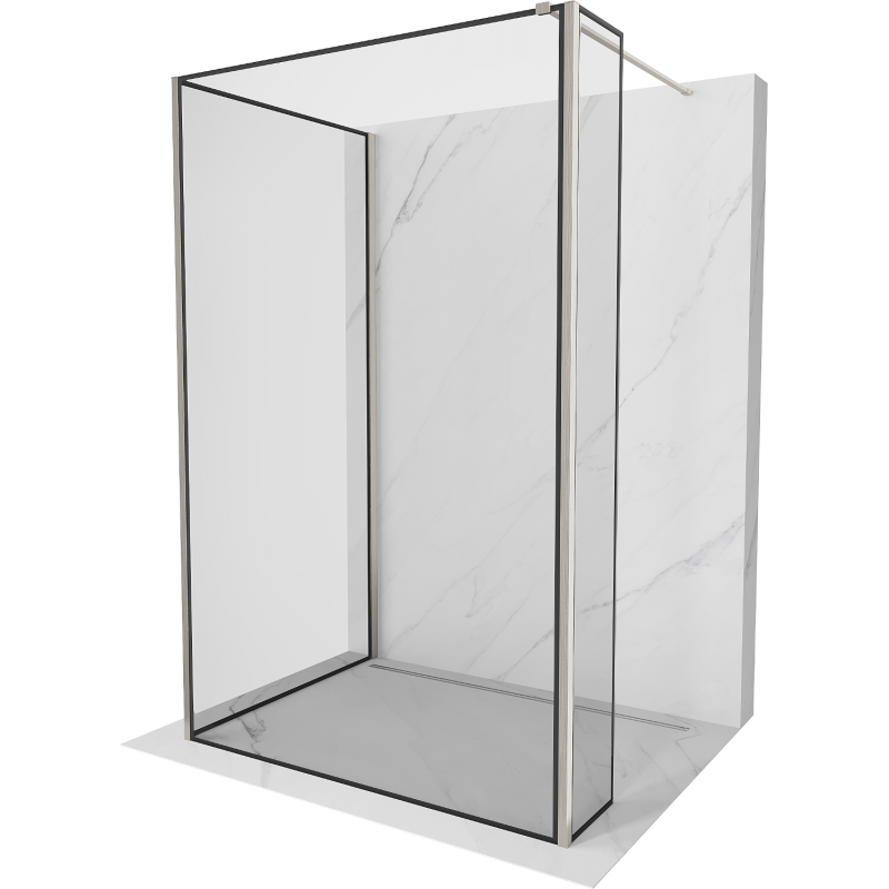 Mexen Kioto ścianka prysznicowa Walk-in 110 x 100 x 40 cm, czarna ramka, nikiel szczotkowany - 800-110-100-221-97-70-040