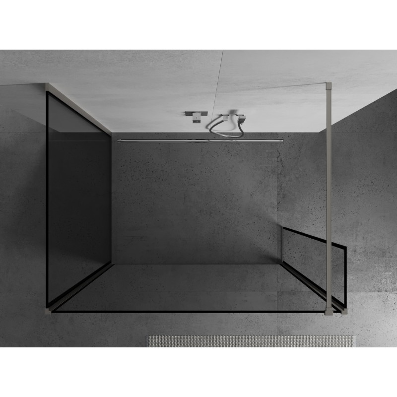 Mexen Kioto ścianka prysznicowa Walk-in 110 x 100 x 40 cm, czarna ramka, nikiel szczotkowany - 800-110-100-221-97-70-040