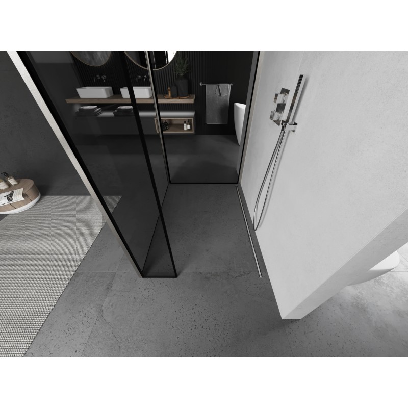Mexen Kioto ścianka prysznicowa Walk-in 110 x 100 x 40 cm, czarna ramka, nikiel szczotkowany - 800-110-100-221-97-70-040