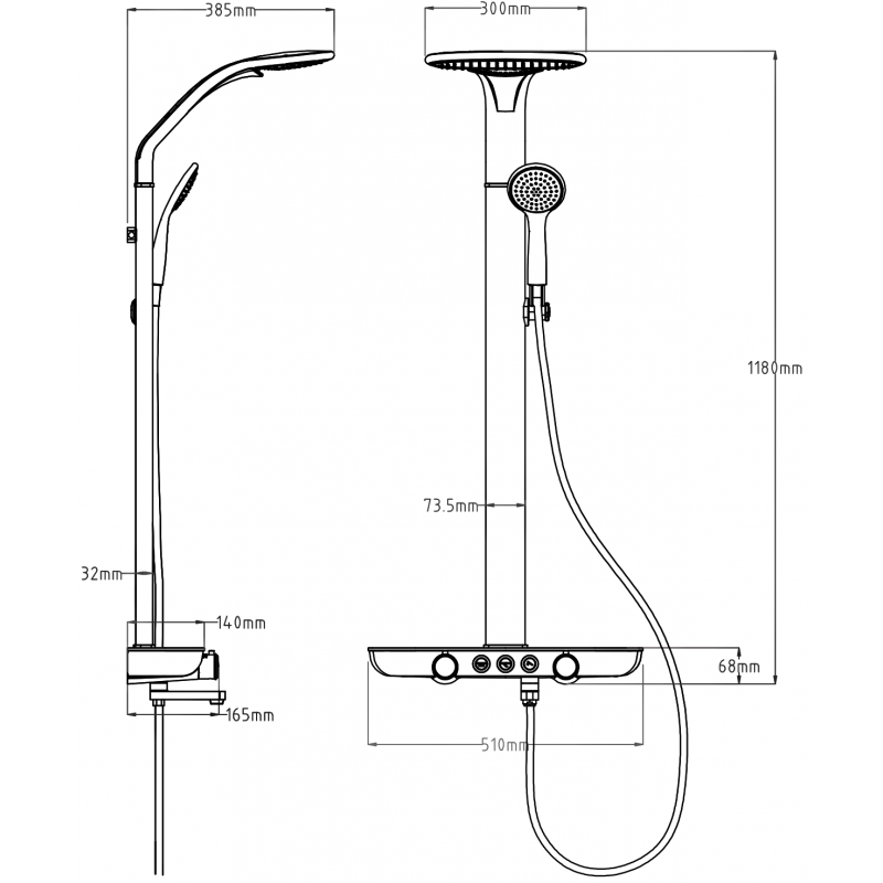 Mexen Blaze zestaw prysznicowy natynkowy z deszczownicą i baterią, biały/chrom - 78109-20